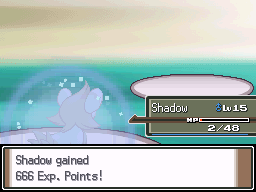 'Shadow gained 666 Exp. Points!'