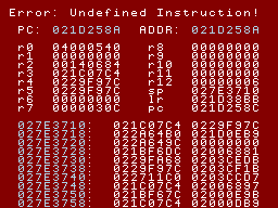 A red error screen with a bunch of code address'.